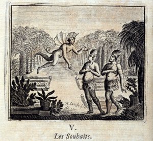 Ønsker. Fabler av Jean de La Fontaine (1621-95). Illustrasjon av François Chauveau (1613-1676). Utgave av 1728. av Francois Chauveau