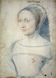 Portrett av Anne de Pisseleu, kone til Jean de Brush, hertuginne av Etampes (1508 - 1576). Tegning med svart stein og blod av Francois Clouet (1515-1572) av François Clouet