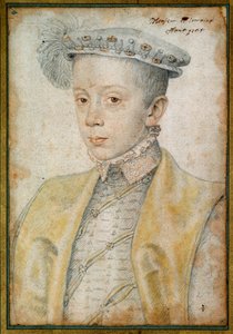 Portrett av Charles II hertug av Lorraine og Bar (1543-1608). Tegning av blod og svart stein av Clouet Francois (1515-1572) av François Clouet