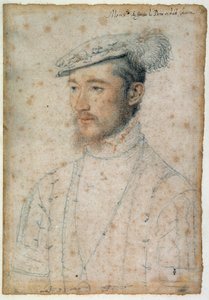 Portrett av François de Lorraine, hertug av Guise (1520 - 1563). Tegning av blod og svart stein av Clouet Francois (1515-1572) av François Clouet
