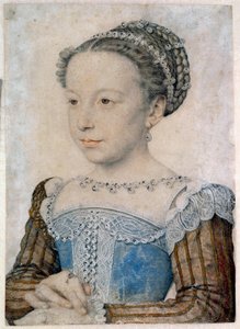 Portrett av Marguerite de Valois (1553-1615) eller dronning Margot Tegning i blyant og blod av Francois Clouet (ca. 1515-1572) 1500-tallets søn. 0,29 X 0,21 m Chantilly, Musee Conde av François Clouet