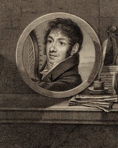 Portrett av harpisten og komponisten Jean-Aimé Vernier 1769-1840, ca. 1800.