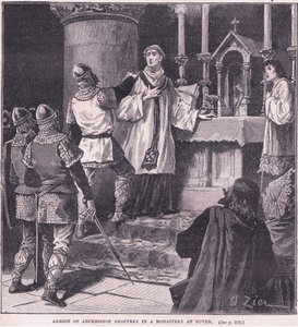 Arrestasjon av erkebiskop Geoffrey i et kloster i Dover 1191 e.Kr av Francois Edouard Zier