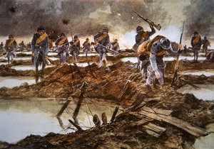 Klokken fem om morgenen 31.7.1917 (litho-farge) av Francois Flameng