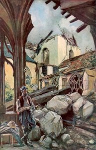 Klosteret og katedralen i Verdun, Frankrike, juni 1916, 1926. av Francois Flameng