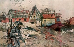 Ruinene av Ablain-Saint-Nazaire, Artois, Frankrike, 18. desember 1915, 1926. av Francois Flameng