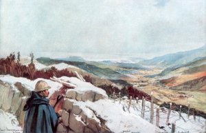 Grøfter med utsikt over Munster-dalen med Rhinen i det fjerne, januar 1916, 1926. av Francois Flameng