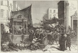 En gate i Napoli (gravering) av Francois Fortune Antoine (after) Ferogio