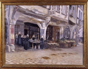 Marked under verandaene i Dinan - av F. Gombeaux, sent på 1800-tallet av Francois Gombeaux