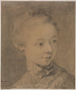 Hodet til en ung jente som vender seg mot høyre, 1758. av Francois Hubert Drouais