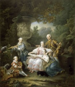 Louis II du Bouchet de Sourches med sin familie av Francois Hubert Drouais