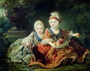 Louis de France (1754-93) duc de Berry og Louis de France (1755-1824) greve av Provence, fremtidige konger Louis XVI og Louis XVIII av Frankrike, 1757
