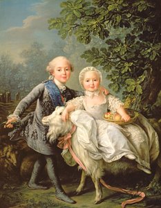 Portrett av Charles Philippe av Frankrike (1757-1836) (senere Charles X) og hans søster Marie Adelaide (1759-1802) (senere dronning av Sardinia) 1763