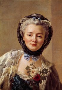 Portrett av Madame Drouais, født Anne Francoise Dore (1732-1815), kona til maleren. Maleri av Francois Hubert Drouais (1727-1775) av Francois Hubert Drouais