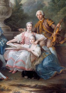 Familien til Louis Francois du Bouchet, Marquis de Sourches og Grand Prevot de France Detail. Maleri av Francois Hubert Drouais (1727-1775) 1756 Søn. 3,24 x 2,84 m av Francois Hubert Drouais