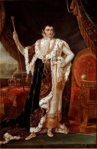 Portrett av Jerome Bonaparte (1784-1860) konge av Westfalen, foran hagene til Wilhelmshohe Maleri av Francois Joseph (Francois-Joseph) Kinson (1770-1839) eller Kinsoen. 1800-tallets søn. 2,1x1,4 m Versailles musee du chateau
