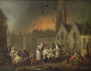 Grand Place i Lille under beleiringen av 1792, 1794 av Francois Louis Joseph Watteau