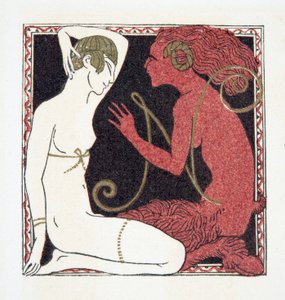 Bokstav N, fra Personages de Comedie, pub. 1922 (stensiltrykk) av Francois Louis Schmied