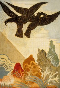 The Odyssey av Homer: ørnene til omen, gravert av Theo Schmied, 1930-33 farge litho
