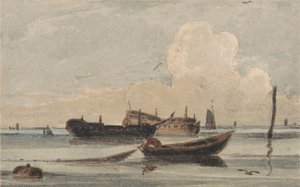 Båter på et stille hav av Francois Louis Thomas Francia