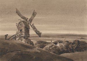 Landskap med vindmølle av Francois Louis Thomas Francia