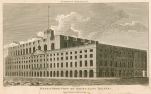 Nordvest-utsikt over Drury Lane Theatre, London av Francois Louis Thomas Francia