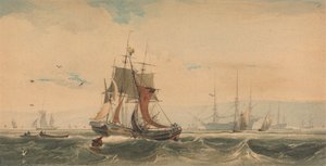 Frakt på Medway, Kent av Francois Louis Thomas Francia