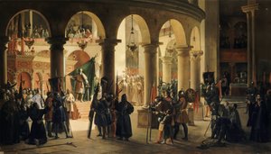 Godefroy de Bouillon deponerer trofeene til Ascalon i Den hellige gravs kirke av Francois Marius Granet