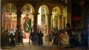Godfrey of Bouillon (ca. 1060-1100) Deponerer trofeene til Askalon i Den hellige gravs kirke, august 1099, 1839