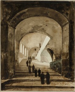Munker på trappen til Villa of Maecenas i Tivoli