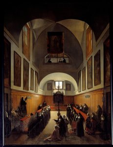 Tar klær til en ung jente fra Albano i koret til klosteret St. Clair i Roma. Maleri av Francois Marius Granet (1775-1849) av Francois Marius Granet