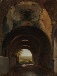 Utsikt i stallen til Villa of Maecenas, Tivoli, ca. 1805-10. av Francois Marius Granet