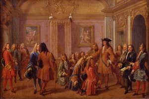 Første enoblementering av ridderne av Saint-Louis-ordenen av Louis XIV i Versailles 8. mai 169 av Francois Marot