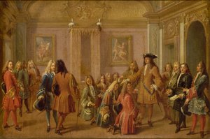 Den første promoteringen av Knights of Saint Louis av Louis XIV, Versailles 8. mai 1693, 1710. av Francois Marot