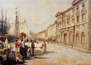 Utsikt over Quai Saint Jean i Marseille Street scene. Tegning av Francois Maury (1861-1933) 1902 Marseille, Museum of Old Marseille av Francois Maury
