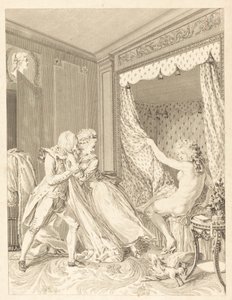 Det indiskrete av Francois Nicolas Barthelemy Dequevauviller after Antoine Borel