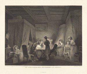 Leggetiden til arbeiderne i moduser av Francois Nicolas Barthelemy Dequevauviller after Nicolas Lavreince