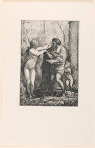 Kunstner og en nymfe, fra Twelve Etchings av Chifflart