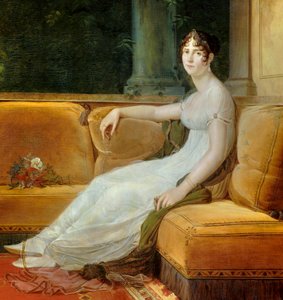 Detalj av ""Portrett av keiserinne Josephine de Beauharnais (1763-1814) i hennes salong på Malmaison"" Maleri av Francois Gerard (1770-1837) 1801 Søn. 1,71x1,64 m Malmaison, slottsmuseum - portrett i full lengde av keiserinne Josephine de Beauharnais av Baron François Pascal Simon Gérard