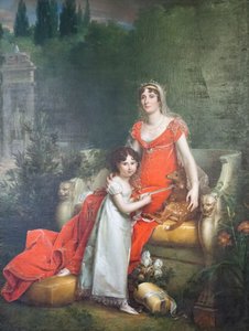Elisa Bonaparte Baciocchi med datteren Napoleona Elisa av Baron François Pascal Simon Gérard