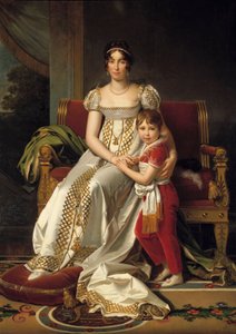 Portrett til fots av Hortense de Beauharnais, dronning av Holland (1783-1837) og hennes sønn Napoleon Charles Maleri av Francois Gerard (1770-1837) 1807 Søn. 0,32x0,24 m av Baron François Pascal Simon Gérard
