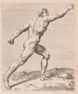 Borghese Gladiator, sett fra siden, vendt mot høyre [plate 28] av Francois Perrier