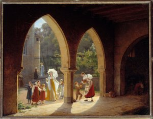 Madame Elisabeth av Frankrike (1764-1794), søster av Louis XVI assistent i distribusjon av melk i huset hennes i Montreuil nær Versailles Maleri av Francois Richard Fleury (1777-1852) Søn. 1,34x1,75m. Versailles, slottsmuseum av Francois Richard Fleury