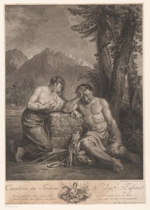 Kanadisk par ved barnets grav Canadiens au Tombeau de Leur Enfant (tittel på objekt) av Francois Robert Ingouf