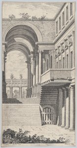 Arkitektonisk utsikt med en bue, 1740.