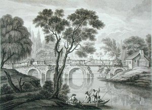 Design for en ruinøs bro for hagen ved Syon House, publisert 1778 (gravering) av Francois Vivarez