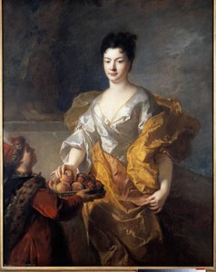 Portrett av hertuginnen av The Force. Maleri av Francois De Troy (1645 - 1730)