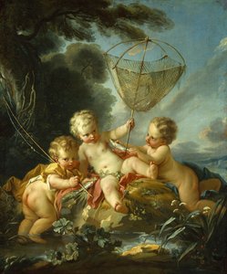 Putti som fisker, ca. 1744 av François Boucher