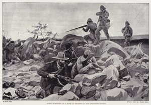 Boere overrasket på en kopje ved Belmont av Grenadier Guards (litho)
