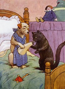 Illustrasjon for Old Mother Hubbard (farge litho) av Frank Adams